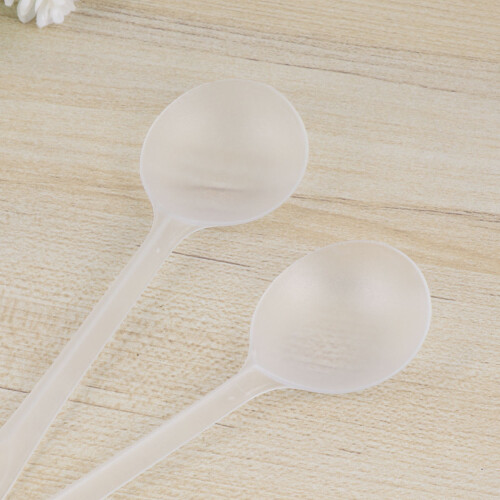 50Pièces Cuillères Jetables Blanches Lisses Lavage 2