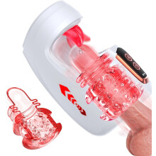 Male Masturbator Sex Toys for Men, Mens Sex Toy Blowjob Machine Stroker with 10 Thrusting&10 Realistic Tongue Licking Modes, Pocket Penis Vibrator