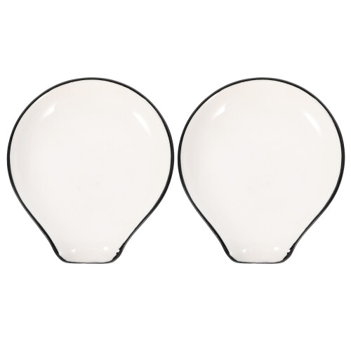 8Pcs Mini White Ceramic Spoon Stand Ladle Rest for Home Use 1