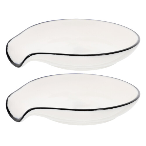 8Pcs Mini White Ceramic Spoon Stand Ladle Rest for Home Use 2