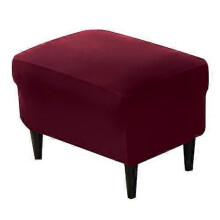 (1 Piece, Wine) Elastic Footstool Cover Dust Covers Rectangle Nordic Footrest Chairs Protector Washable Sofa Chair Slipcover Universal Size
