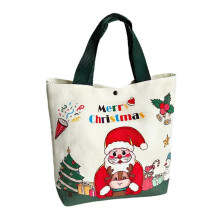 (Green) Holiday Party Favor Bags, Festive Christmas Design for Family Gatherings, Santa Snowflake Pattern, 20 Count
