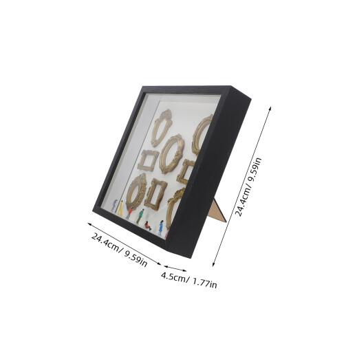 1Set DIY Miniature Museum Display Case Black Plastic Wood Shadow Box 1