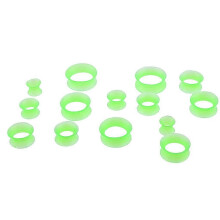 (Green) 7 Pairs Flexible Silicone Ear Tunnels Gauges Expander Stretching Kits for Ear Stretching and Daily Wear