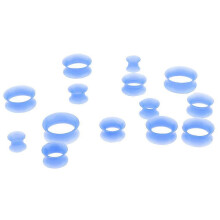 (Blue) 7 Pairs Flexible Silicone Ear Tunnels Gauges Expander Stretching Kits for Ear Stretching and Daily Wear