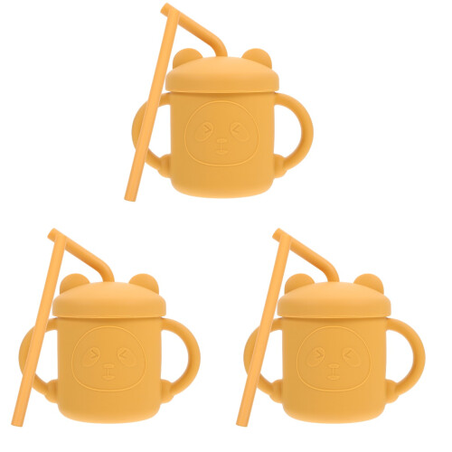 3Pcs Durable Silicone Sippy Cups Straw Water Bottles 1