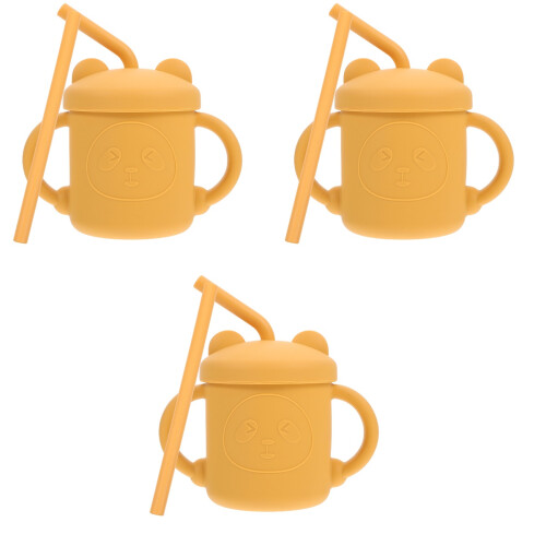 3Pcs Durable Silicone Sippy Cups Straw Water Bottles 2