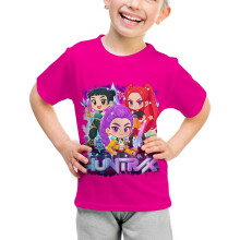 (9-10Y) 2025 New KPop Demon Hunters Saja Boys Kids T-Shirts Cartoon Short Sleeve Tops Anime Fans Children's Clothing for Baby Girl Boy