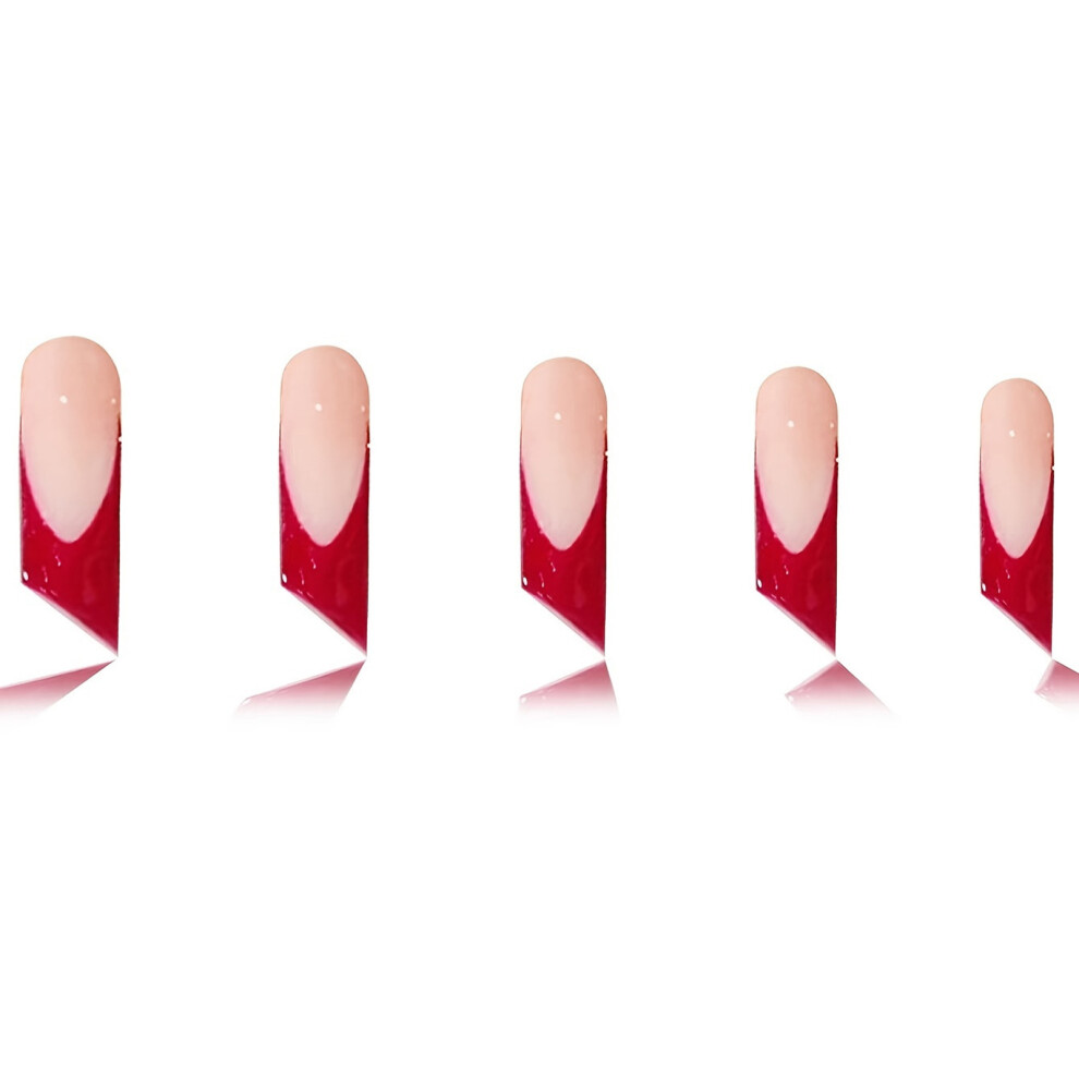 Dachuang Beauty Red Edge False Nails - Lipstick Shape Nude