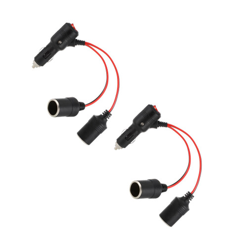 2Pcs ABS Car Charger Cord Dual Socket Lighter Splitter 2