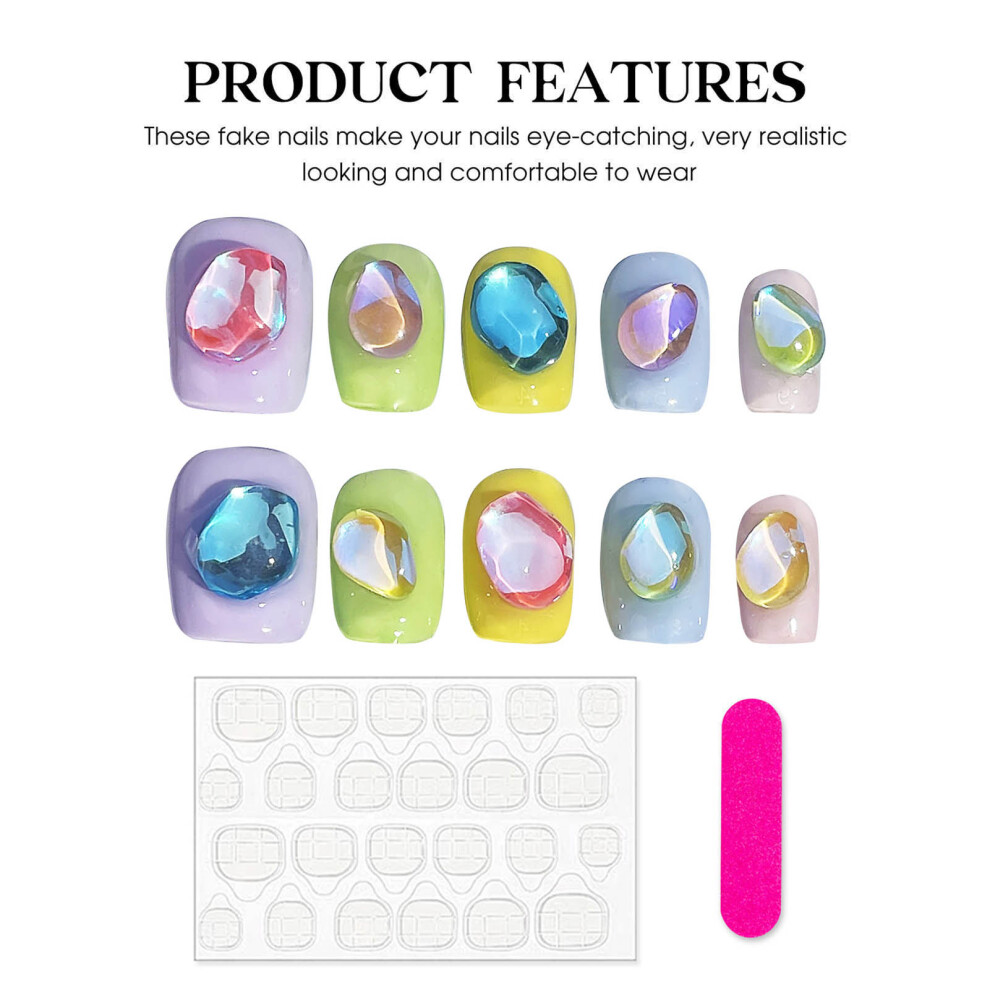 Dachuang Beauty (L) Rhinestone Fake Nails - Long Lasting & Flexible
