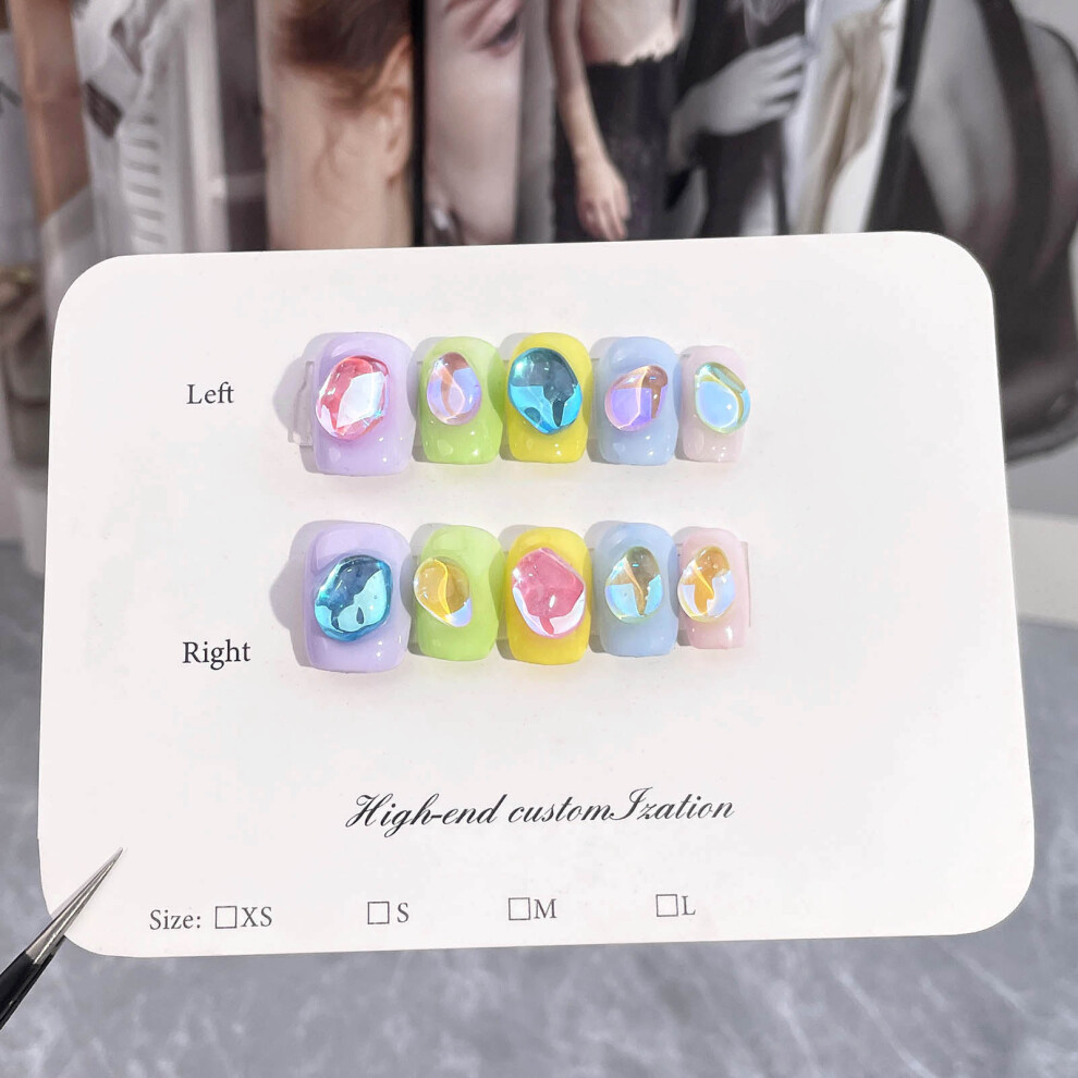 Zhouq-Outdoors (Xs) Rhinestone Fake Nails, Long Lasting & Flexible, 50 Colors