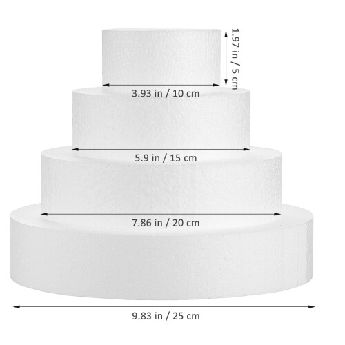 8Pcs Round White Foam Cake Dummies for Cake Craft and Bakery Prop Use 1