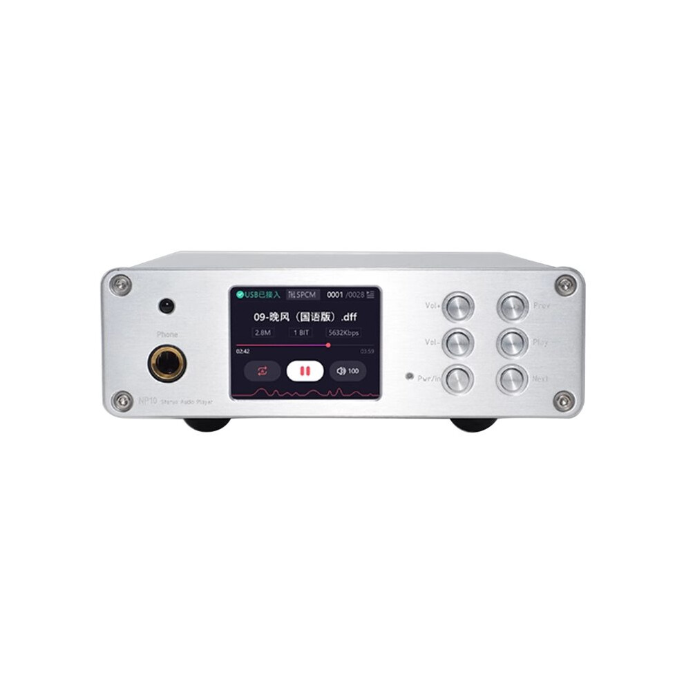 Da10 Usb Decoder Dual-Core Es9038 Dsd512 5.1 Hifi Audiophile Dac Earphone Amplifier 6.5Mm Jack Silver 4713194465239