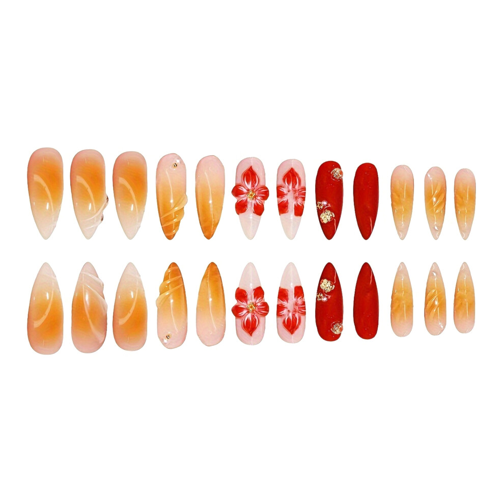 Dachuang Beauty Floral False Nails - Natural, Durable For Any Occasion