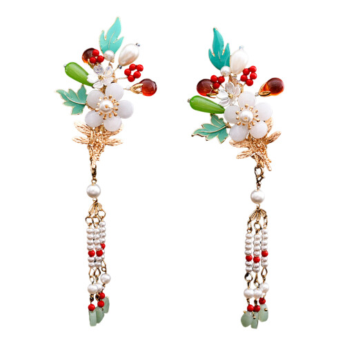 (1) Elegante Blumenhaarschmuck mit Quaste