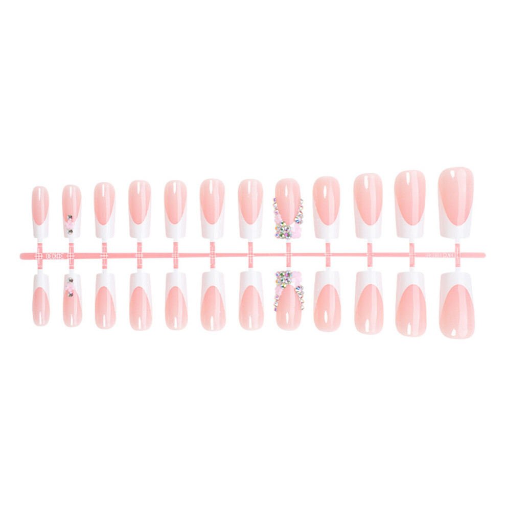 Dachuang Beauty Pink French Fake Nails - Long Lasting & Flexible