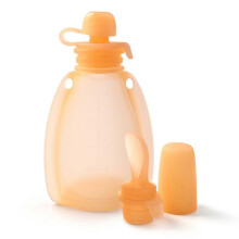 (Orange) Reusable Silicone Baby Food Pouch Squeeze for Toddler Kids BPA-Free Refillable Storage Snack Bag 10 Pack
