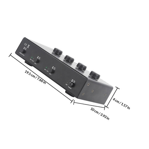 1Set Microfoonversterker Universeel Mic Preamp Dual Input Donkergrijs 1