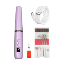 Lima de Unhas Elétrica Portátil, Broca de Unhas Sem Fio com Luz para Acrílico, Unhas de Gel, Esmalte Pessoal Manicure Roxo