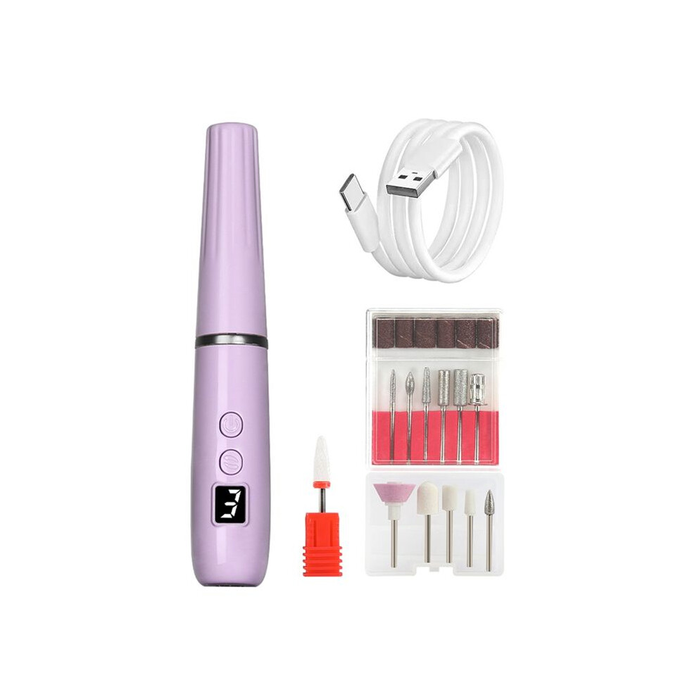Portable Electric Nail File, Cordless Nail Drill with Light for Acrylic, Gel Nails, Personal Polish Manicure