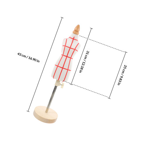 Compact Mini Sewing Mannequin with Wood Base for Fabric Display 1