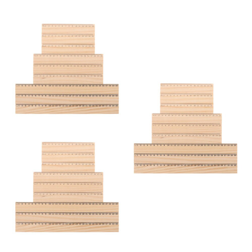 72Pcs Wood Straight Ruler Set Khaki Measuring Tools for Math 2