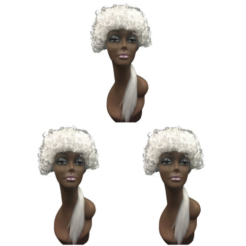 3St Cosplay Pruik Wit Krullend Met Lint 1