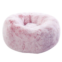 (80cm, Light pink) Extra Large Calming Dog Cat Bed, Plush Donut Pet Bed for Large Medium Small Dogs Cats, Soft Washable Cushion 50-110cm