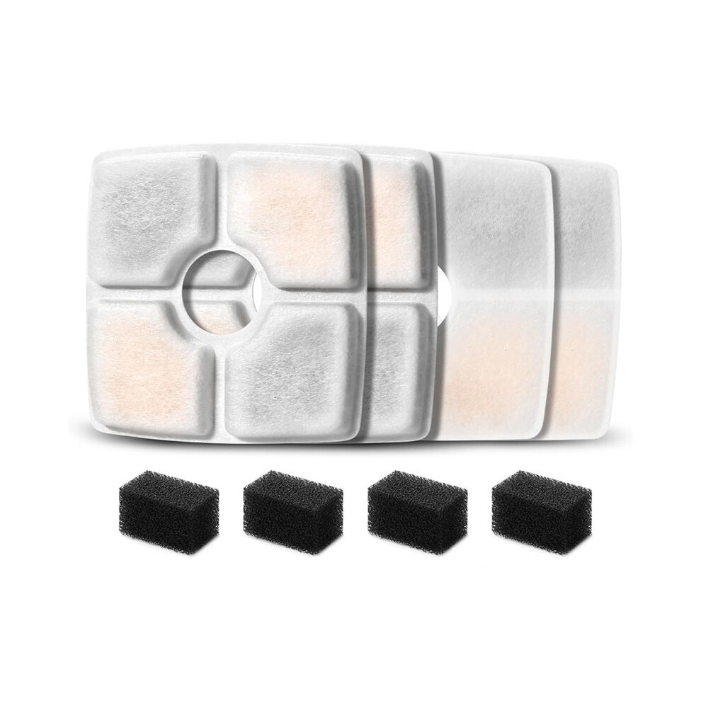 Replacement Filters Sponges For 84Oz/2.5L Automatic Pet Fountain Cat Water Fountain Filter Triple Filtration 4Pcs Grey 6033495043898