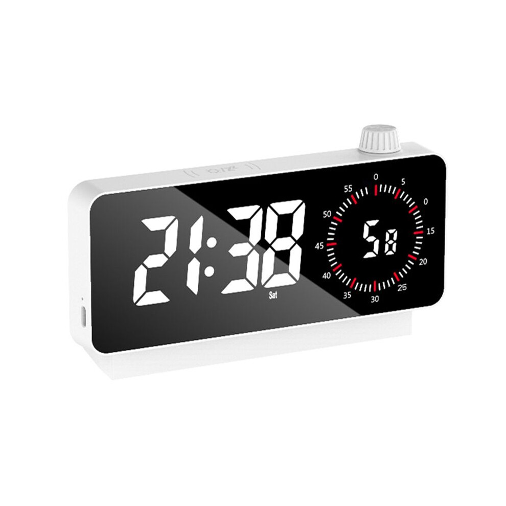 Digital Alarm Clock With -Meter Electronic Bedside Desk Clock With Temperature & Date Display White 6134220696485