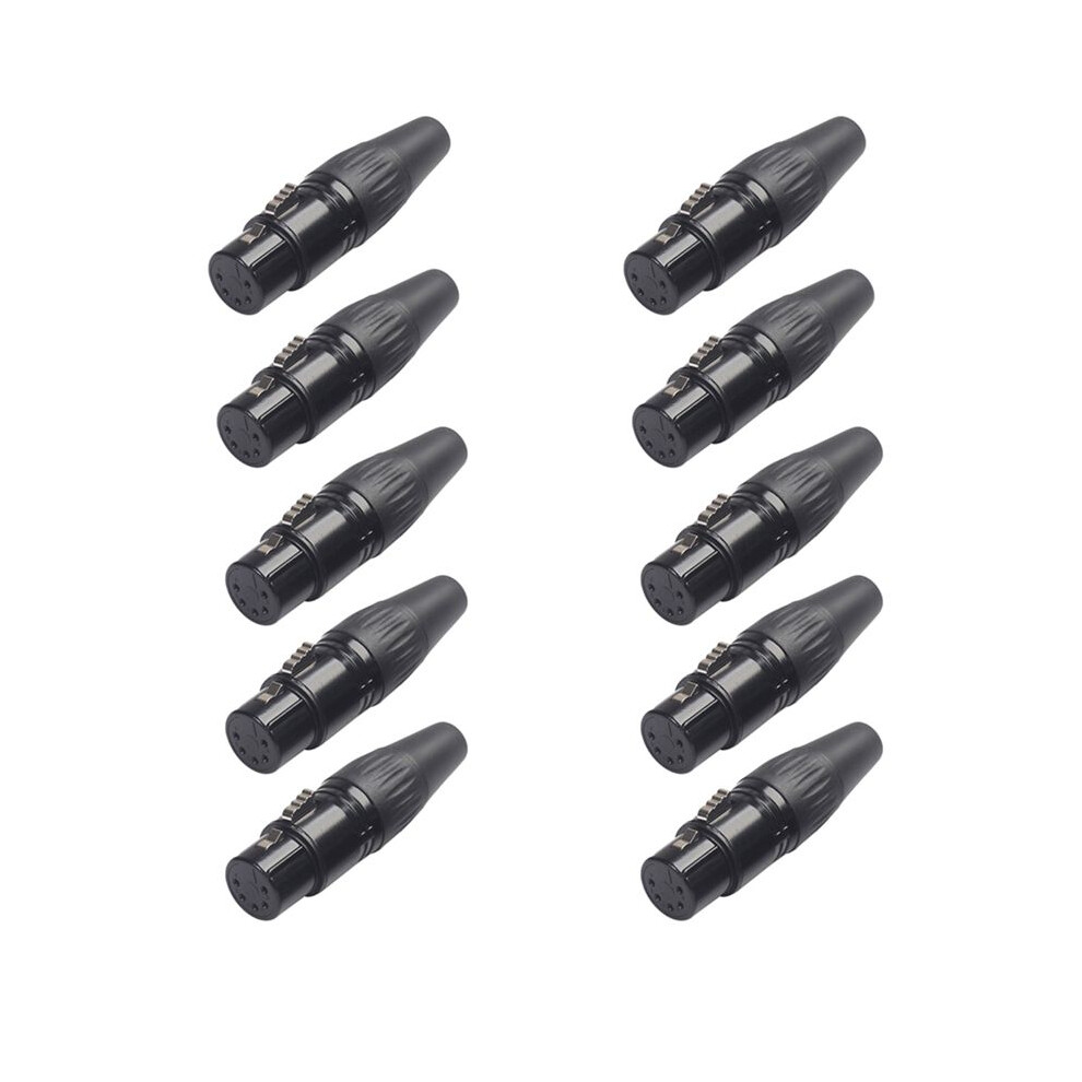 10Pcs 5Pin Xlr Diy Plug For Diy Welding Of Various Audio Cables, Microphone Cables, Dmx Cables Xlr 5Pin Female Silver 4711722417682