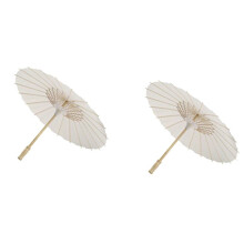 2PCS Paper Parasol Beach Umbrella White DIY Umbrella Photography Props for Baby Shower Partys Wedding 60cm/23.6inch