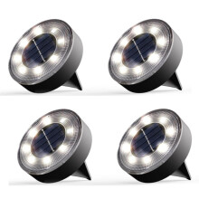 Solar Ground Lights IP68 Waterproof Solar Powered Disk Lights Outdoor Landscape Light for Patio Yard Pathway White Light