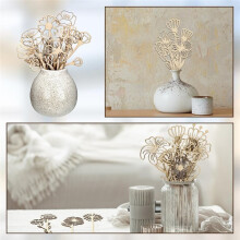 36-Delige Houten Decoratieset met Wilde Bloemen, Uitgesneden Houten Bloemen en Bloemstelen voor Thuis, Verjaardagen, Feestdagen, Knutselprojecten en