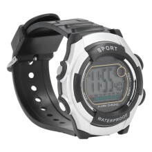 Digital Sports Watch 50M Waterproof Unisex LED Luminous Silver 45mm