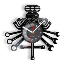 Personalized Car Repair Tools Wall Clock with LED Lights, Garage Wall Sign Decor Gift, Father'S Day Husband US Plug