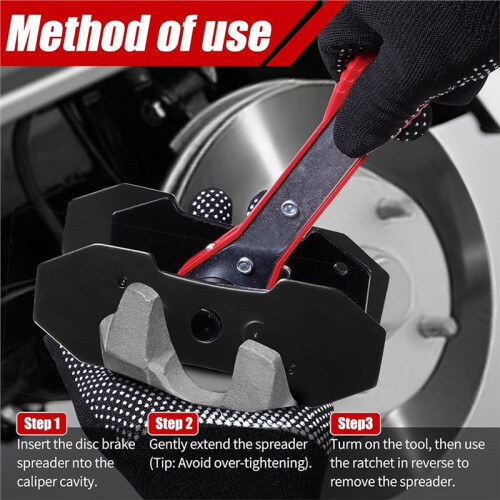 Brake Tools Caliper Piston Compressor Tool, Brake Caliper Compression Tool Kit with 2 Hooks, Large Red Disc Brake Repair 1