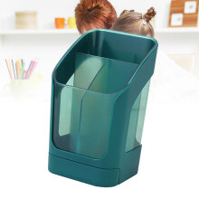 Dunkelgrüner multifunktionaler Desktop-Stifthalter & Make-up-Pinselhalter mit Schublade