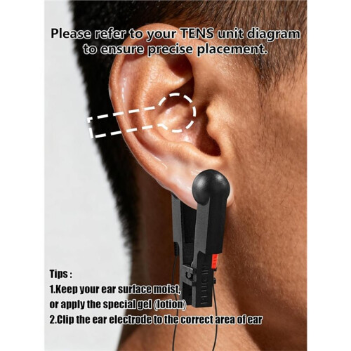 Ear Clip Electrode Double-Sided Rubber  Comfortable, Compatible for Tens Unit & CES Stimulation 4 PCS 2
