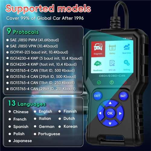 Scanner OBD2 para Leitura de Códigos de Erro Do Motor com Teste de Voltagem e Ferramenta de Diagnóstico CAN. 2