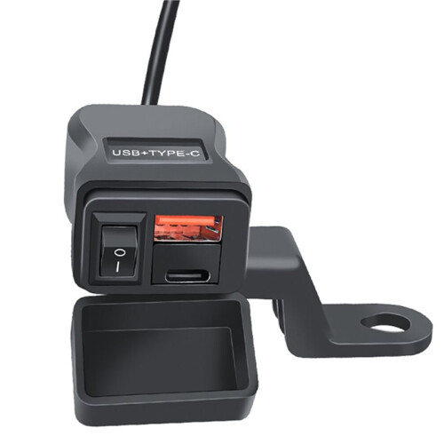 Motorcycle USB Charger QC3.0 Handlebar Fast Charging Waterproof 12V Socket Adapter with Voltmeter Motorcycle Tools 2