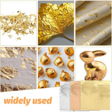 Folhas de 14 cm X 14 cm para Papel Metalizado Artístico, Ideal para Dourar Resina, Artesanato, Pregos, Móveis e Decoração de Casa.