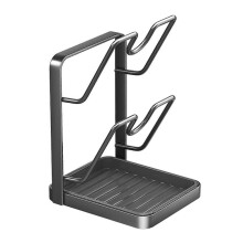 (Gray Double Layer)Kitchen Pot Lid Storage Rack Stability Sturdy Cutting Boards Rack Kitchen Supply