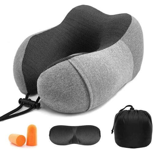 Cuscino da viaggio comodo - Cuscino per aereo - Cuscino per auto - Cuscino da viaggio in memory foam - Cuscino da viaggio - Cuscino da viagg
