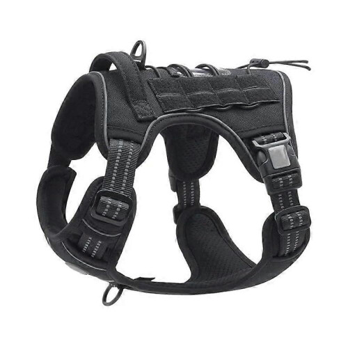 No Pull Nylon Dog Harness with Control Handle, Adjustable Reflective Padded for Medium to Large Dogs, Black L