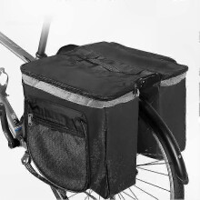 (Schwarz) Wasserdichte Fahrrad-Gepäckträgertasche, 30 l Doppeltasche mit Regenhülle, Aufbewahrungslösung für den Fahrradsattel – ideal für