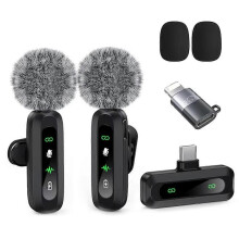 Draadloze dasspeldmicrofoon voor iPhone, iPad, Android-laptop, live-uitzendingen, gaming, interviews, vlogs en opnames. Mini-microfoon
