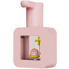 Dispensador de sabonete líquido em espuma sem toque (rosa-gel) para crianças - Dispensador automático de álcool em gel para as mãos, montado