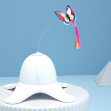 Juguete interactivo para gatos de interior (blanco) con forma de mariposa giratoria de 360 grados.